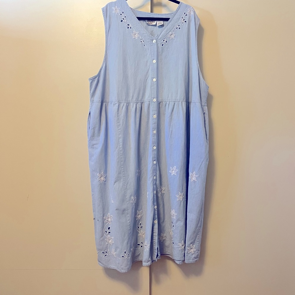 Venezia Vitali Blue Cotton Dress Size XXL or CO according to label Cotton